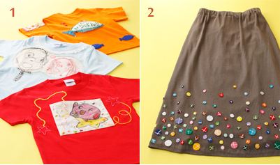 1 ちびたんプロジェクト＜Tシャツ＞　2 even art project(イーブン アート プロジェクト)＜スカート＞